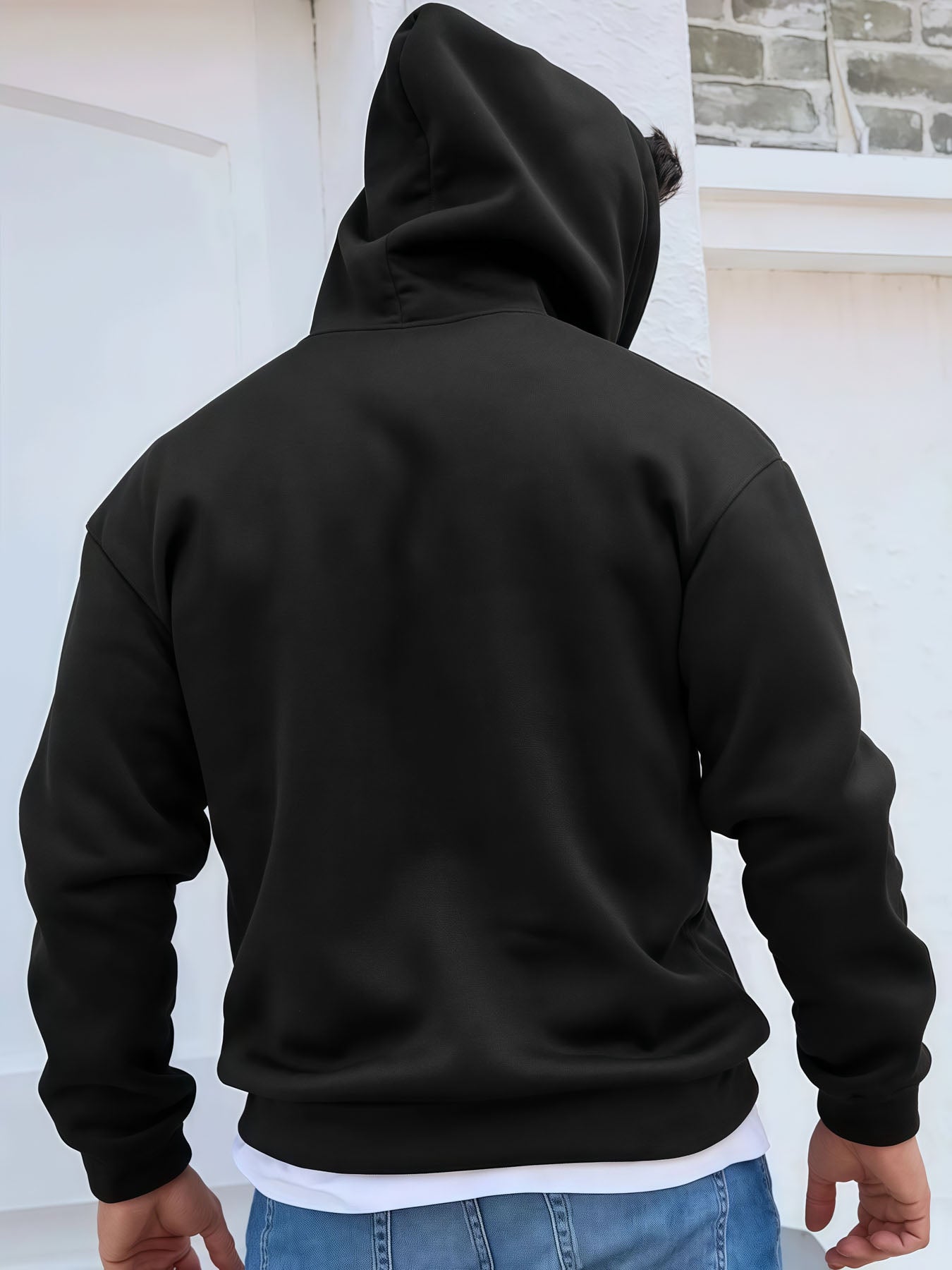 Men Never Give Up Motivational Cotton Hooded Sweatshirt Black with White Lettering Super Soft Breathable Streetwear Pullover Regular Fit All Season Casual Hoodie for Daily Wear