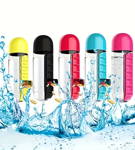 Creative Two-in-one Medicine Box Water Cup Seven-day Divided  Portable Water Bottle One-week Medicine Box Cup