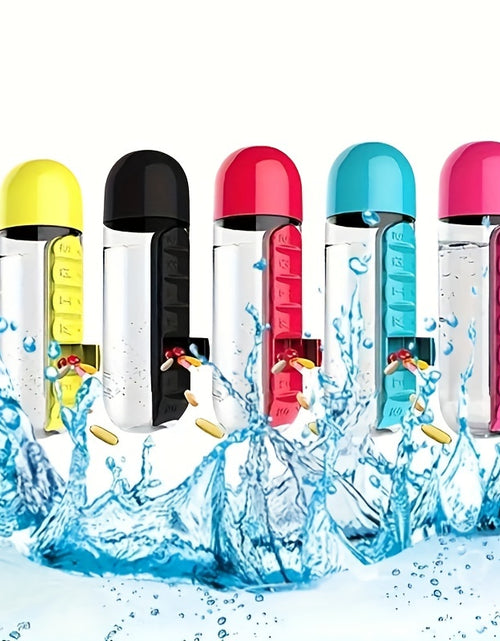 Load image into Gallery viewer, Creative Two-in-one Medicine Box Water Cup Seven-day Divided  Portable Water Bottle One-week Medicine Box Cup
