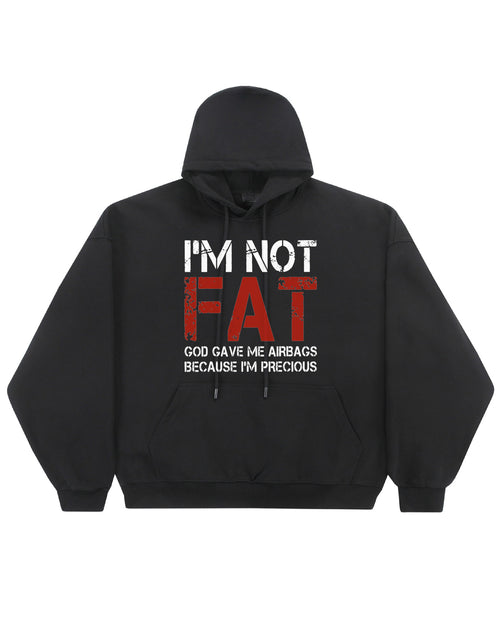 Load image into Gallery viewer, Men  &quot;I&#39;m Not Fat&quot; Graphic Hoodie - Casual Streetwear Sweatshirt with Bold Print, Red &amp; White Design, Long Sleeves, Regular Fit for Fall/Winter, Sweater Hoodie
