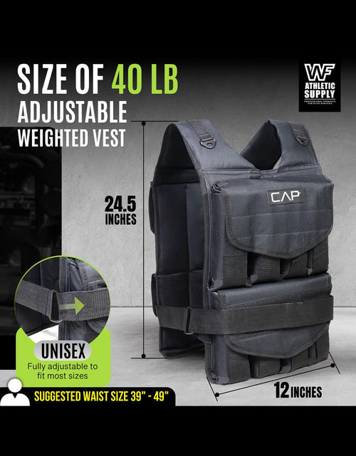 Load image into Gallery viewer, 40 LB Adjustable Weighted Vest for Strength Training, Workout and Running, Body Weight Vest for Men and Women, Weighted Jacket, Removable Weight Included, Regular Length
