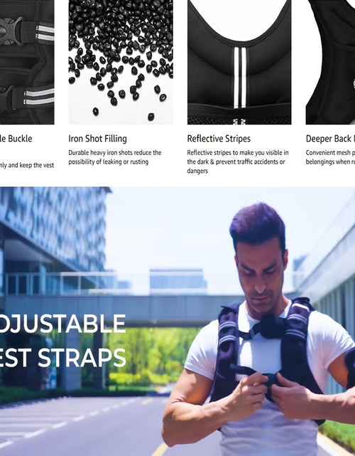 Load image into Gallery viewer, Weighted Vest  6lb/25lb/30lb/46lb with Reflective Stripe &amp; Adjustable Detachable Pouch - Unisex Workout Vest for Strength Training, Running, Walking, Jogging - Deeper Back Mesh Pocket, Ideal for Men &amp; Women
