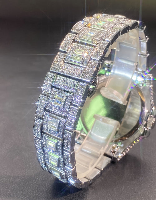 Load image into Gallery viewer, New Luxury Men Bedazzle Watch Automatic Date Fashion Waterproof Quartz Watch Men Hip Hop Iced Water Rhinestone
