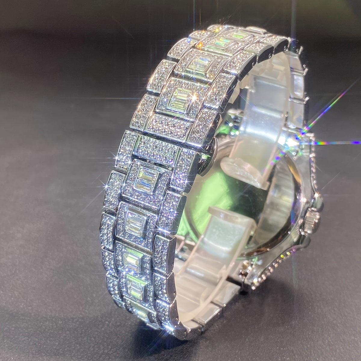 New Luxury Men Bedazzle Watch Automatic Date Fashion Waterproof Quartz Watch Men Hip Hop Iced Water Rhinestone