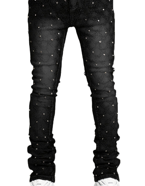 Load image into Gallery viewer, Men&#39;s Sparkling Elastic Straight Jeans ,Skinny Cotton Blend with Nail Drill Decoration
