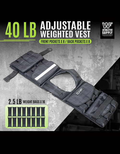 Load image into Gallery viewer, 40 LB Adjustable Weighted Vest for Strength Training, Workout and Running, Body Weight Vest for Men and Women, Weighted Jacket, Removable Weight Included, Regular Length
