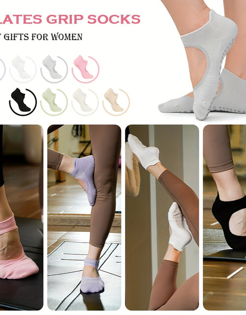 Load image into Gallery viewer, [2 Pairs Grippy Pilates Socks] 2 Pairs Non-Slip Grippy Pilates Socks for Women | Open Top Yoga Socks, Breathable Athletic Socks for Workout, Barre, Dance - Barre Accessory
