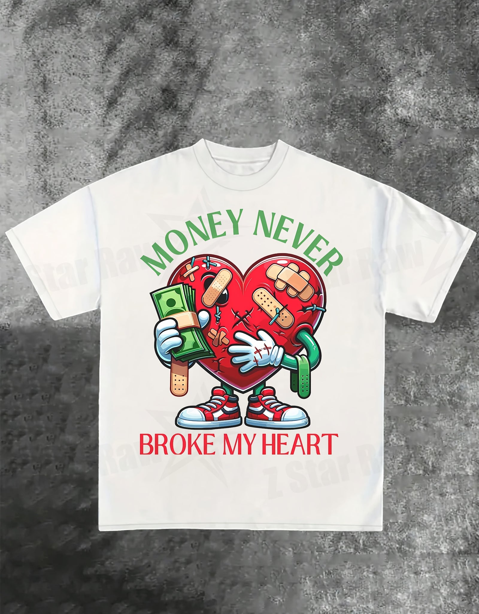[Cotton T-shirt] Cotton Unisex Loose Style Money Never Broke My Heart, Men's Round Neck Short-sleeved Casual T-shirt