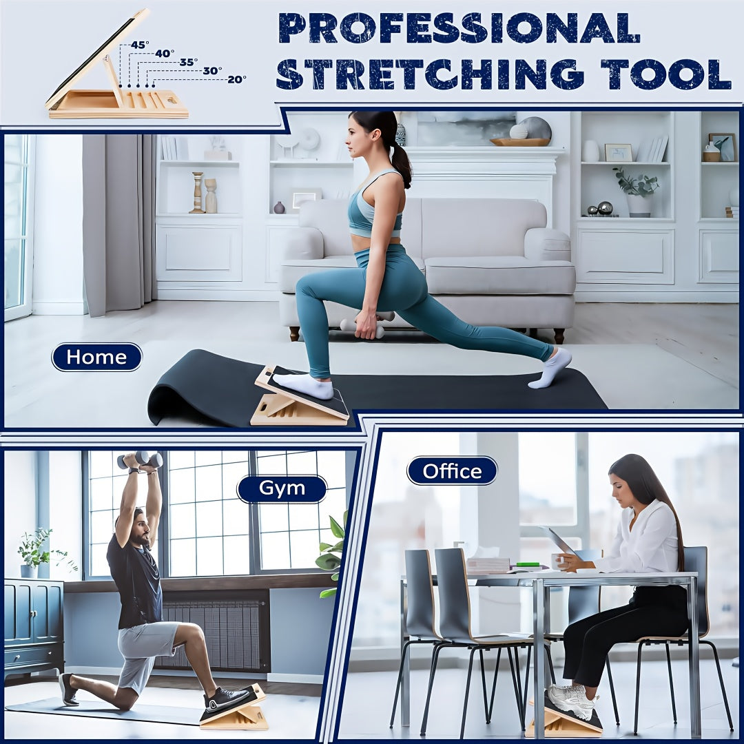 [Portable Wooden Slant Board] Adjustable Portable Wooden Slant Board - Non-Slip Surface, Lightweight & Sturdy Construction for Home Gym, Physical Relax, Squats, Calf Stretching, Ankle/Foot Mobility, Heel Stretch - Ideal for A