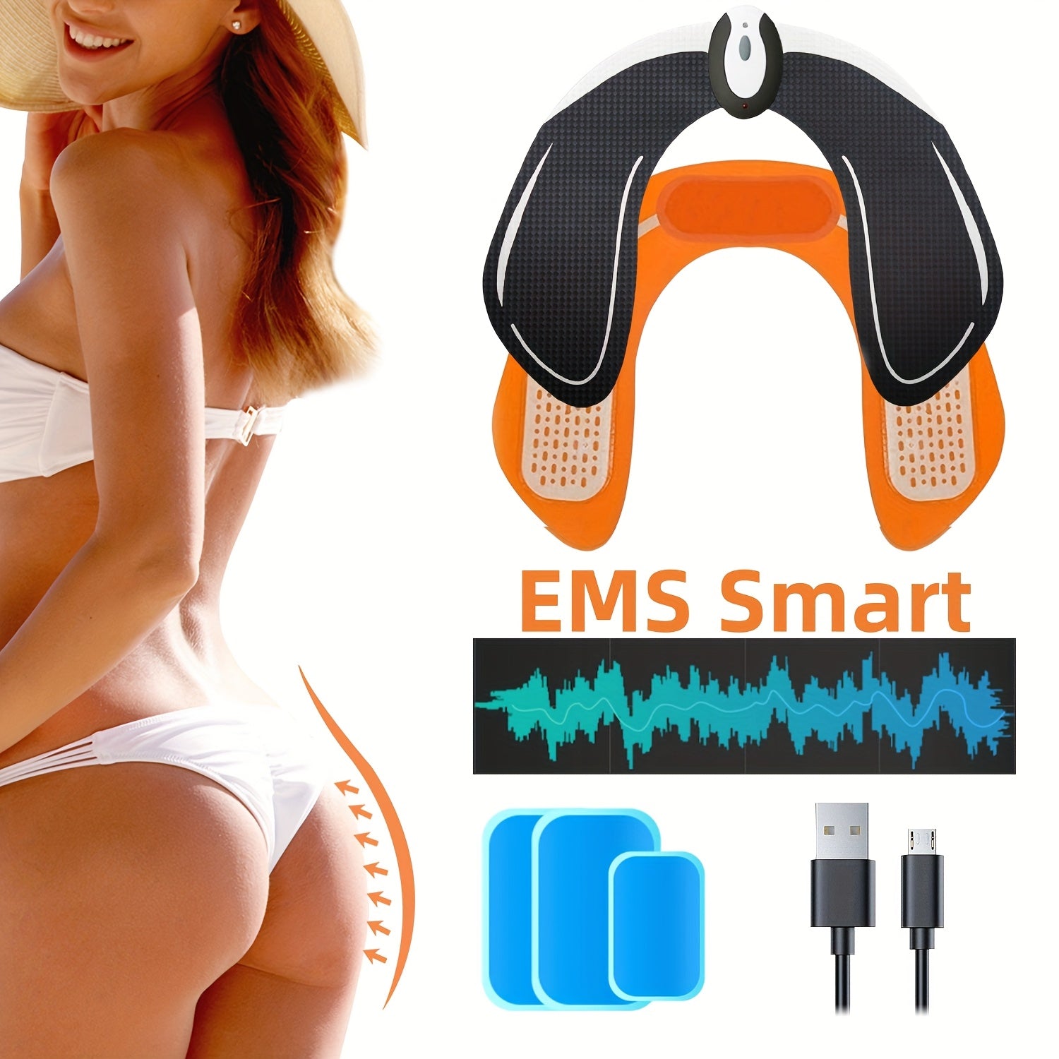 EMS Buttocks Trainer, Suitable For Buttocks, Shaping A Charming Figure, Effectively Exercising And Massaging Buttocks Muscles, With Replacement Gel Patch