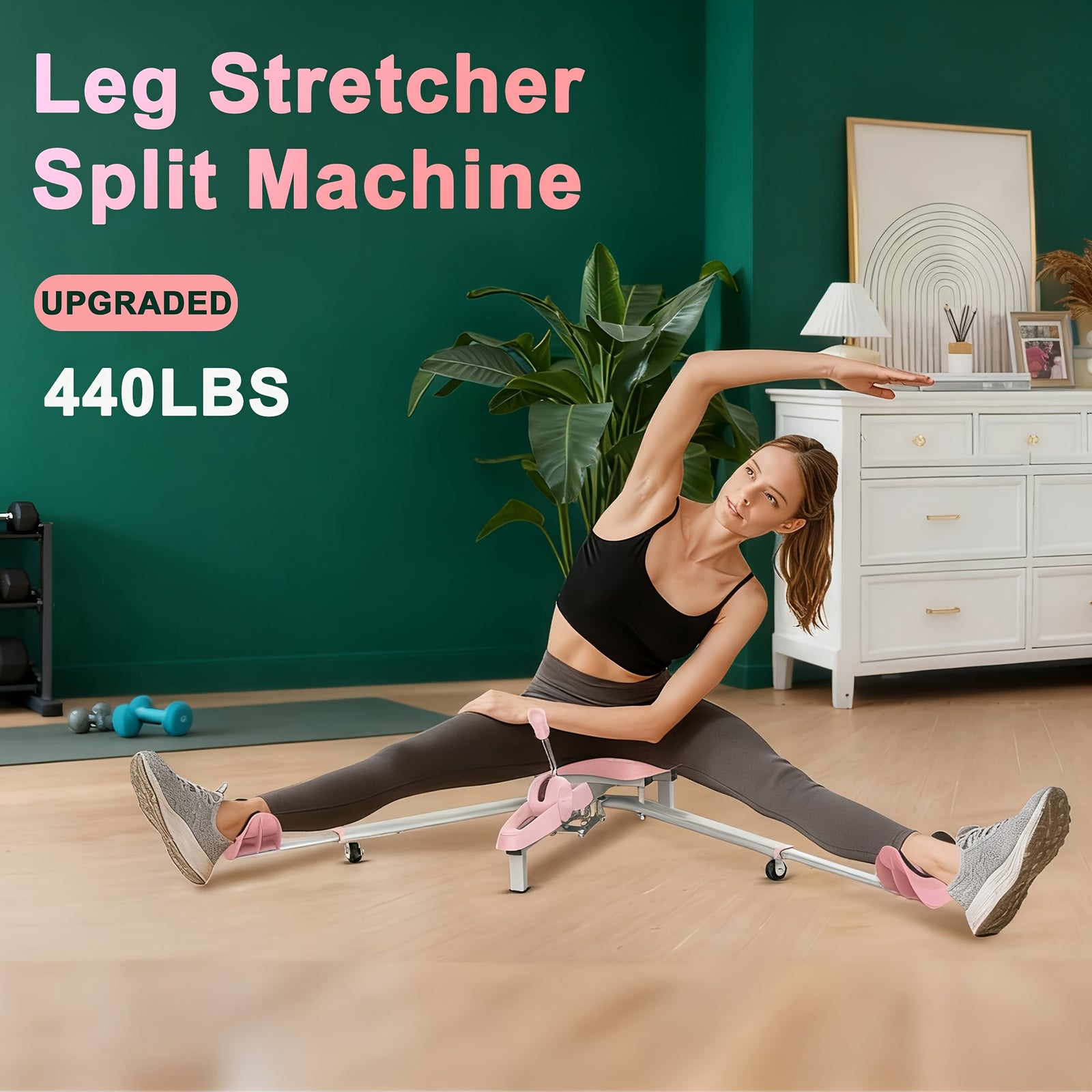 Leg Split Machine, Heavy-Duty 440LBS Capacity Adjustable Home Gym Equipment, Sturdy Construction Non-Slip Base Plate, for Women's Yoga Dance Ballet Martial Arts Squats Core Workouts, Full-Body & Leg Strength Training
