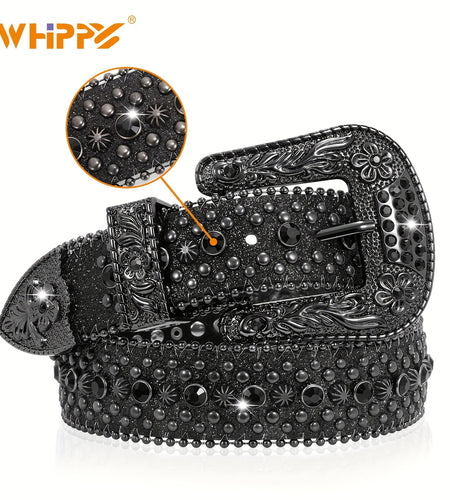 Fashionable Rhinestone Waist Belt, Faux Leather, Smooth Buckle, Unique Creative Design