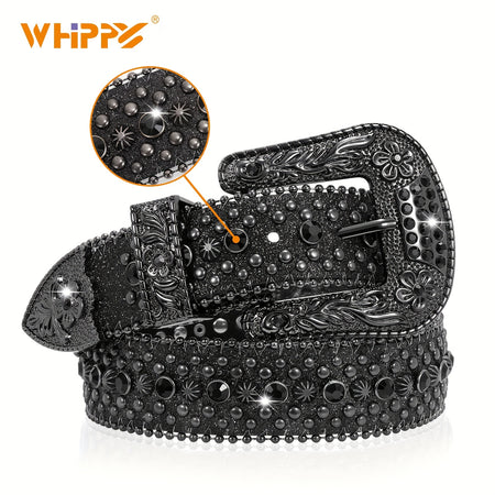 Fashionable Rhinestone Waist Belt, Faux Leather, Smooth Buckle, Unique Creative Design