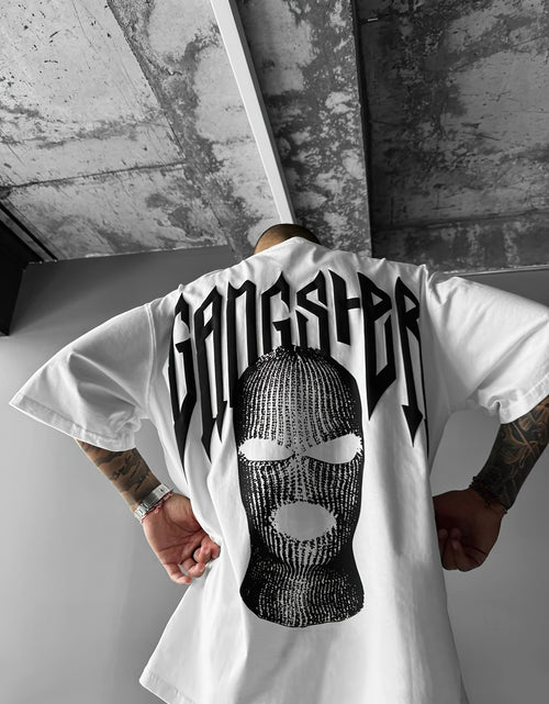 Load image into Gallery viewer, [Gangster Graphic Print Tee] Men&#39;s Trendy Casual Crew Neck Short Sleeves Loose T-shirt - Comfy Graphic Print Head Covering Gangster - Summer Outdoor Top
