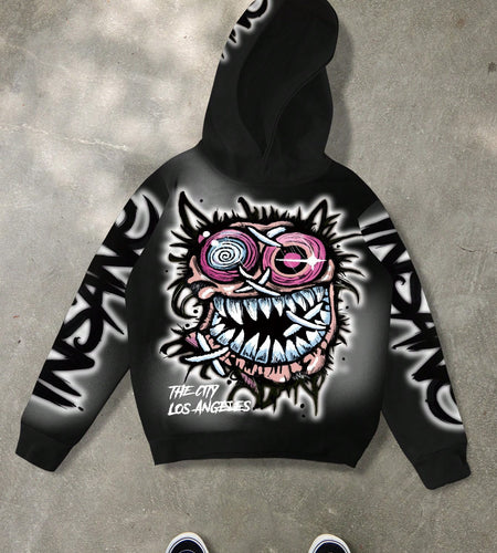 Men's Graffiti Hoodie - Stretchy Fabric, Comfortable Fit, Unisex Apparel, All-Season Pullover Sweatshirt with Hood