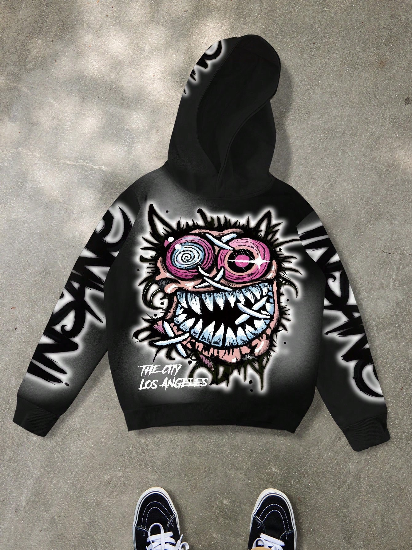 Men's Graffiti Hoodie - Stretchy Fabric, Comfortable Fit, Unisex Apparel, All-Season Pullover Sweatshirt with Hood