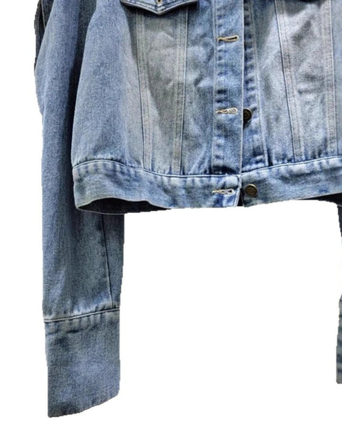 Load image into Gallery viewer, Trendy Fashion Women Denim Jacket | Niche Design, Retro Style, Heavy Industry, Right-Angle, Short, Asymmetrical Hem, Single Breasted, Long Sleeve, Casual Fit
