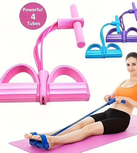 Home Gym Resistance Bands - 4 Elastic Tubes, Suitable for Full Body Exercise, Abdominal Exercise, Rowing Machine and Fitness Equipment - Enhance Strength and Flexibility