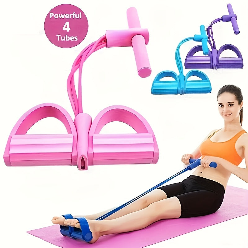 Home Gym Resistance Bands - 4 Elastic Tubes, Suitable for Full Body Exercise, Abdominal Exercise, Rowing Machine and Fitness Equipment - Enhance Strength and Flexibility
