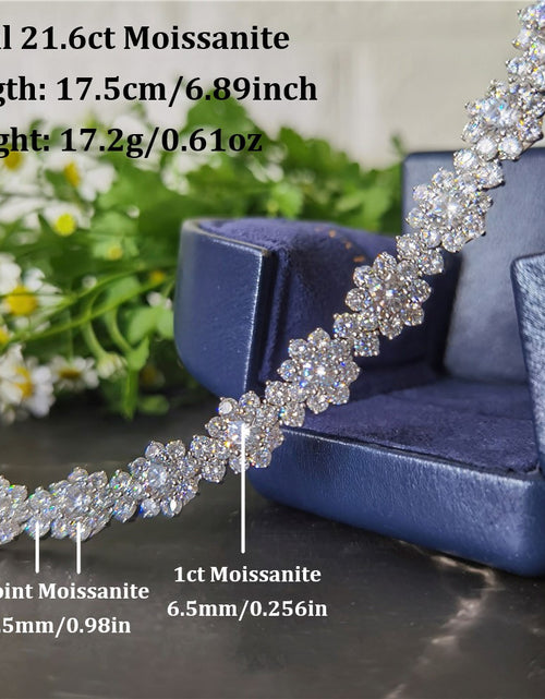 Load image into Gallery viewer, 6.89inch Flower Moissanite Bangle Bracelet, 925 Sterling Silvery Wedding Bracelets for Women, 21.6cttw
