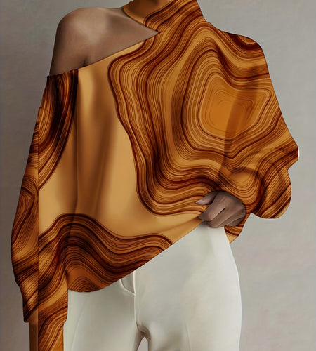 Women's Fashion Turtleneck Top- Off-the-Shoulder Turtleneck Hoodie Multicolor Floral Print Casual Wear for Women Autumn and Winter Fashion