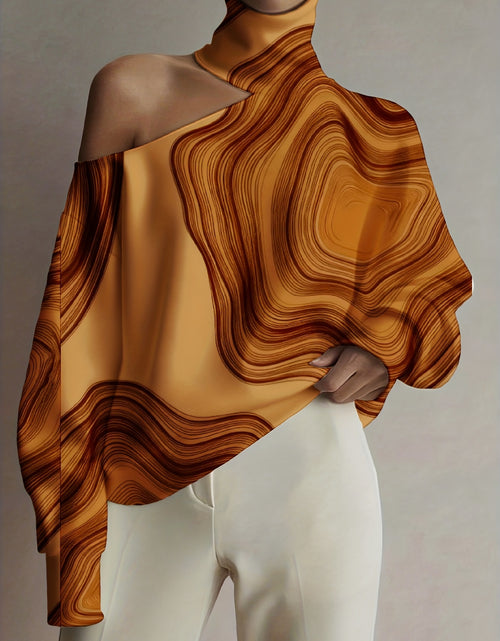 Load image into Gallery viewer, Women's Fashion Turtleneck Top- Off-the-Shoulder Turtleneck Hoodie Multicolor Floral Print Casual Wear for Women Autumn and Winter Fashion
