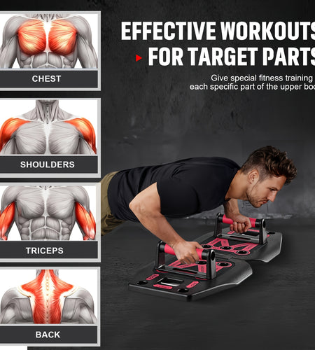 Portable Push Up Board & Resistance Bands for Full Body Workout - Compact, Space-Saving Fitness Gear with Strength Training Tools. Ideal for Home, Travel & Small Spaces