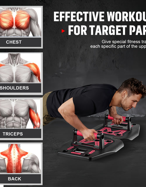 Load image into Gallery viewer, Portable Push Up Board &amp; Resistance Bands for Full Body Workout - Compact, Space-Saving Fitness Gear with Strength Training Tools. Ideal for Home, Travel &amp; Small Spaces
