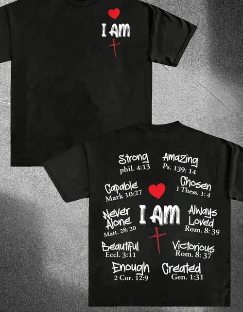 Load image into Gallery viewer, I AM Positive Energy Double-Sided Printing Men 100% Pure Cotton T-Shirt, a Comfortable, Casual, Versatile, And Fashionable Round Neck Short Sleeved Essential for Men,
