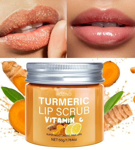 Turmeric Lip Scrub - Vitamin C & Honey Infused, Super Moisturizing Pink Lips, Gentle Exfoliation for Soft & Smooth Lips, All Skin Types, Natural Ingredients, Natural Beauty Product | Gentle Exfoliation | Moisturizing Ingredie
