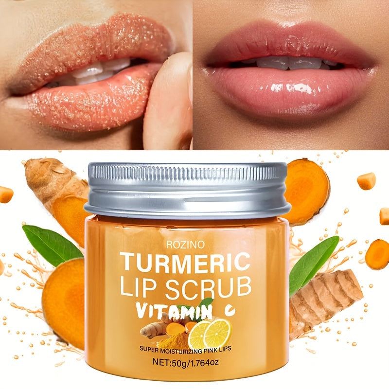 Turmeric Lip Scrub - Vitamin C & Honey Infused, Super Moisturizing Pink Lips, Gentle Exfoliation for Soft & Smooth Lips, All Skin Types, Natural Ingredients, Natural Beauty Product | Gentle Exfoliation | Moisturizing Ingredie