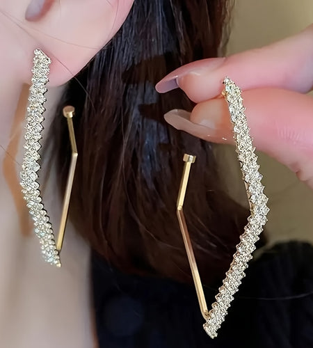 1 Pair Elegant Rhinestone Inlaid Alloy Drop & Dangle Earrings, UV Plated, for Daily and Party Occasions