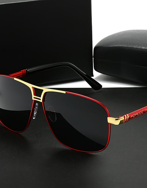 Load image into Gallery viewer, Men Large Frame Sunglasses | Black to Red Gradient TAC Lens, Full-Rim Iron Frame, Protection, Easy-Clean Lens Surface, Polished End for Formal &amp; Everyday Outfits
