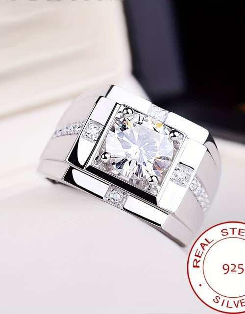 Load image into Gallery viewer, 925 Sterling Silvery Inlaid with Shiny Synthetic Zirconia Ring, Personalized And Domineering High-Quality Jewelry Men&#39;S Ring Weighing about 10 Grams
