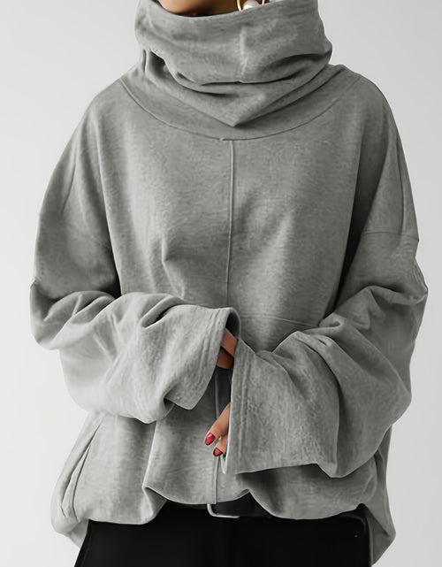 Load image into Gallery viewer, Plus Size, Women&#39;s Oversized Casual High Neck Pullover Hoodie with Front Pocket - Loose Fit Long Sleeve Solid Color Sweatshirt for Fall Winter, Plus Size Friendly
