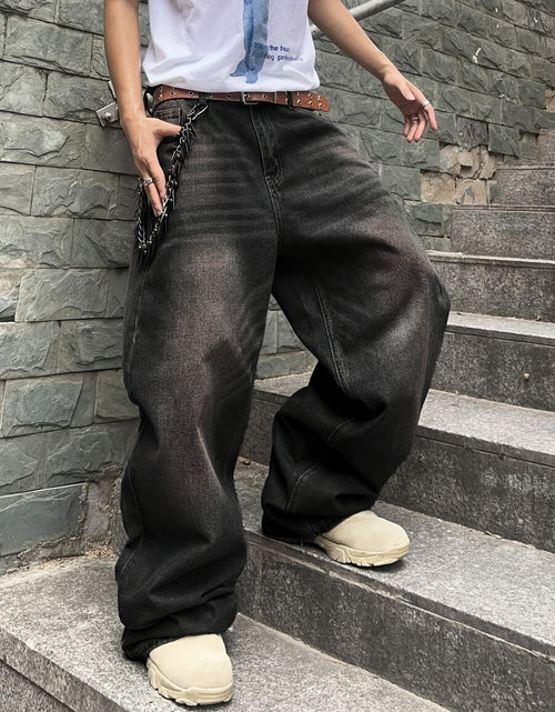 Load image into Gallery viewer, Men Casual Loose Fit Jeans, 90% Cotton 5% Polyester 5% Viscose Blend, Solid Color Washed Denim, All-Season Non-Stretch Woven Fabric, Regular Length, All season Pants | Stylish Casualwear | Non stretch Denim
