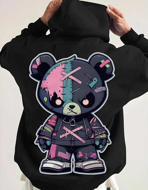 Load image into Gallery viewer, Autumn And Winter Plus Size Men  Element Crew Neck Hoodie, Printed with Teddy Bear Pattern, Soft And Comfortable Cotton Fabric, Long-Sleeved Loose Version, Suitable
