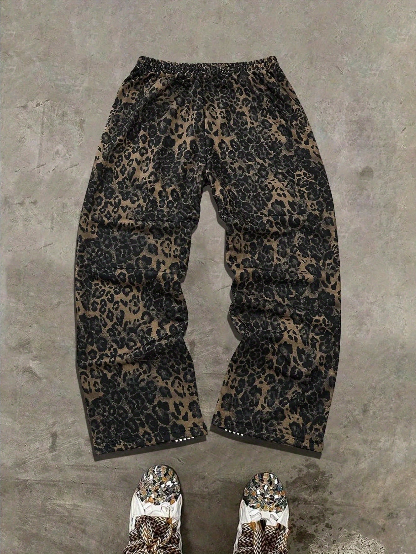 [Leopard Print, Sweatpants] Bold Graphic, Leopard Print Sweatpants - Men Jungle Joggers with Drawstring Waist, All-Season Casual Pants for Everyday & Formal Outfits - Streetwear Essentials
