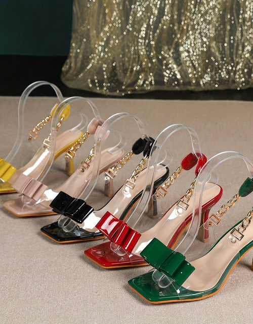 Load image into Gallery viewer, Fashionista Model High Heel Sandals - Transparent Fish Mouth, Sexy Back Lift, Buckle Rubber Band, Bow Tie Party Heels for Women - Stylish, Chic, and Comfortable
