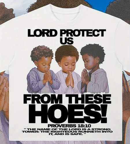 Vintage Lord Protect Us Graphic 100% Cotton T-Shirt Men Y2K Summer Short Sleeves Vintage Oversize T shirt Street wear