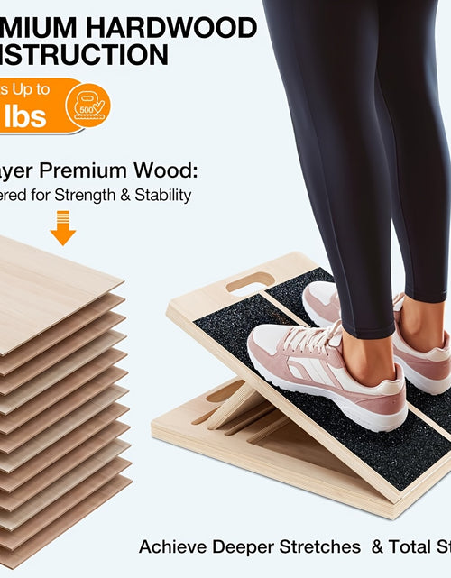 Load image into Gallery viewer, [Portable Wooden Slant Board] Adjustable Portable Wooden Slant Board - Non-Slip Surface, Lightweight &amp; Sturdy Construction for Home Gym, Physical Relax, Squats, Calf Stretching, Ankle/Foot Mobility, Heel Stretch - Ideal for A
