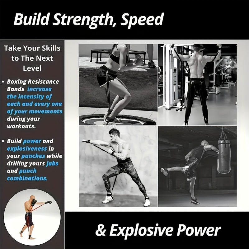 [150 Lb Resistance Belt Kit] 150 Lb Heavy Punch Resistance Belt Kit | 12pcs Resistance Ring, Full Body Workout, Improve Power/Speed/Agility | Boxing, Taekwondo, Indoor Fitness, Leg Training Equipment