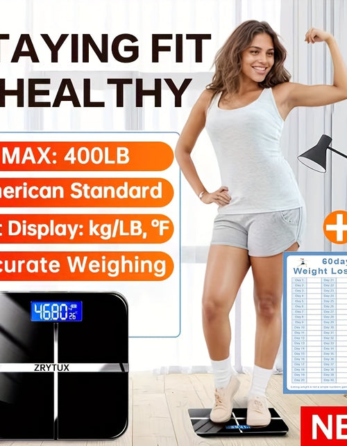 Load image into Gallery viewer, High-Strength 400LB Digital Bathroom Scale Enlarged Surface HD LCD Display Smart Body Weighing Machine with Automatic Recognition And Temperature Display Multi-Function in LB/KG
