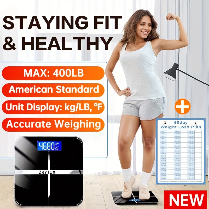 High-Strength 400LB Digital Bathroom Scale Enlarged Surface HD LCD Display Smart Body Weighing Machine with Automatic Recognition And Temperature Display Multi-Function in LB/KG
