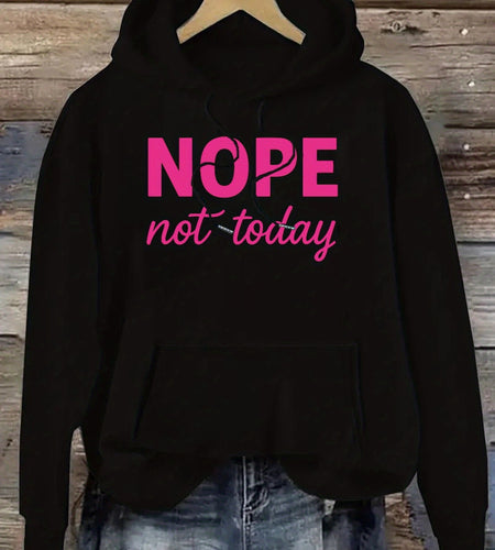 [Statement Hoodie for Women] Oversized "NOPE Not Today" Women's Hoodie - Long Sleeve Pullover Sweatshirt, Loose Fit Casual Clothing, Machine Washable
