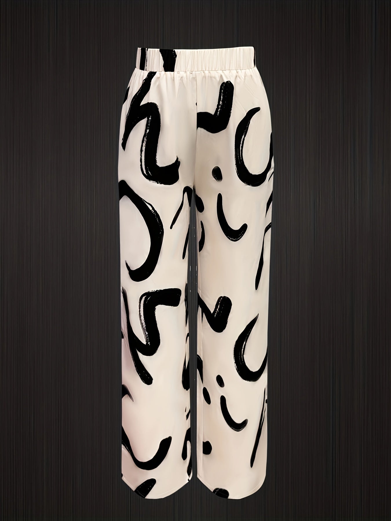 Printed Women Pant Set with V-Neck Loose Seven-Sleeve Long Shirt and Drawstring Pants