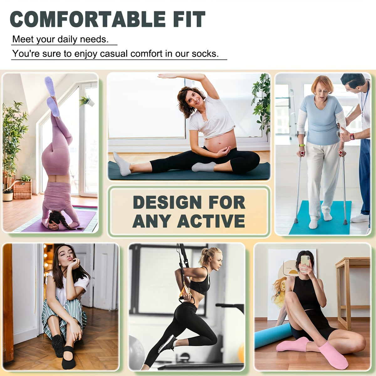 [2 Pairs Grippy Pilates Socks] 2 Pairs Non-Slip Grippy Pilates Socks for Women | Open Top Yoga Socks, Breathable Athletic Socks for Workout, Barre, Dance - Barre Accessory