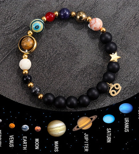Eight Planets and 12 Constellations Natural Stone Capricorn And Cancer Zodiac Bracelet with Constellation Pendant