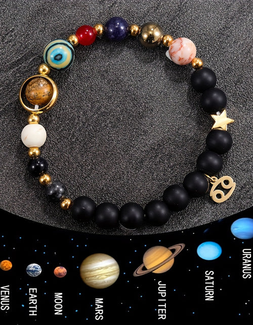 Load image into Gallery viewer, Eight Planets and 12 Constellations Natural Stone Capricorn And Cancer Zodiac Bracelet with Constellation Pendant

