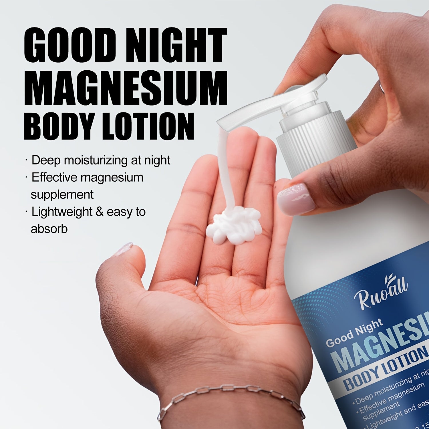 [Ruoall Good Night Magnesium Lotion] Ruoall 300ml Good Night Magnesium Body Lotion - Lavender Scented, Deep Hydration, Non-Drying, Light Texture, Moisturizing Oil with Shea Butter, Glycerin, Vitamin C - Alcohol-Free, for All